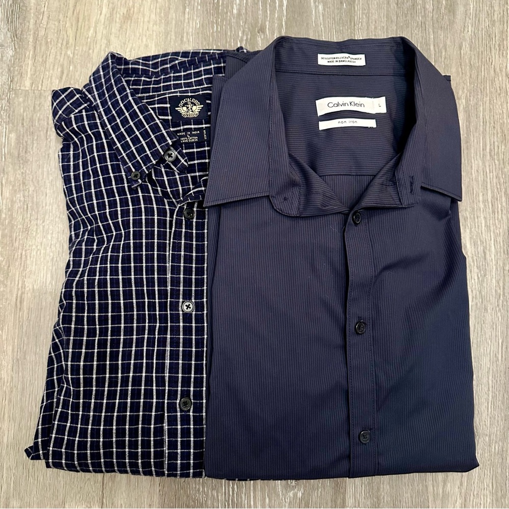 FINAL PRICE DROP! Lot of 2 Calvin Klein & Dockers Long Sleeve Men's Shirts